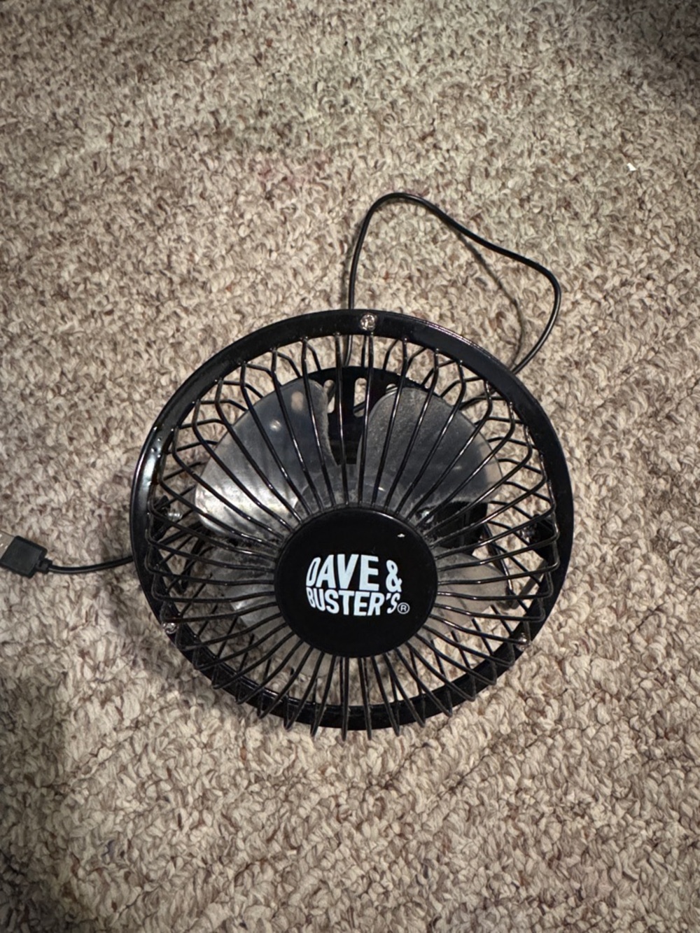 Dave & Buster's Portable USB Desk Fan - Black